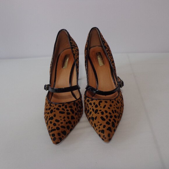 Halogen Marci Women's Calf Hair Heels Cheetah Print Mary Jane Pump Brown Size 9M - Picture 2 of 9